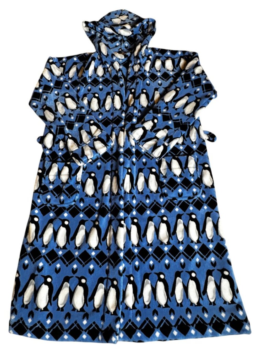 Vera Bradley Blue Penguin Hooded Robe Size S/M